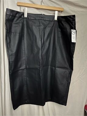 Black Faux Leather Pencil Skirt